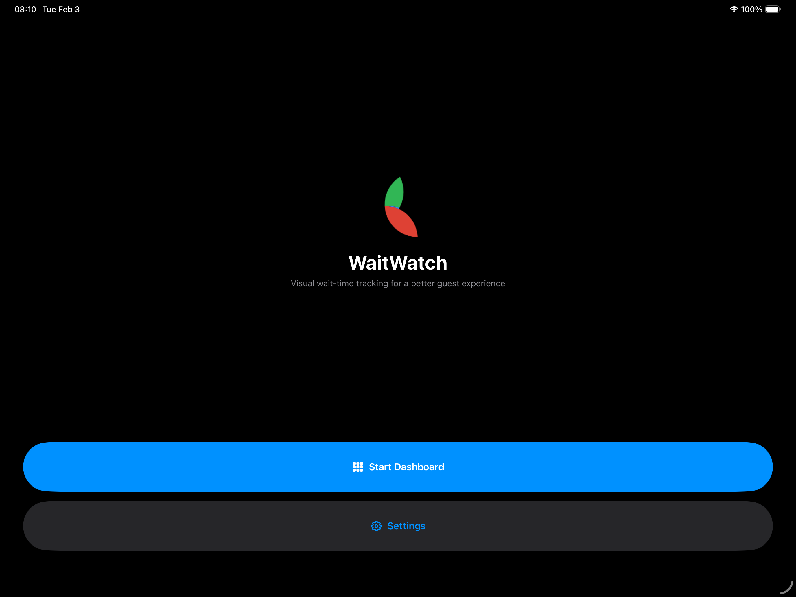 WaitWatch Home Screen